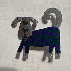 Silver and Purple Dog Brooch